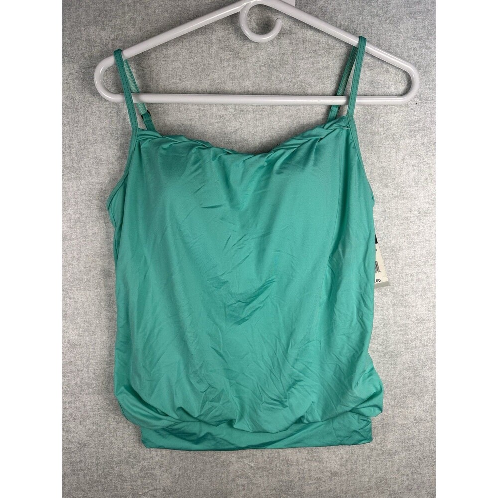 NWT Jantzen Women’s 10 Teal Green Blouson Cami Tankini Top Only Swim Beach